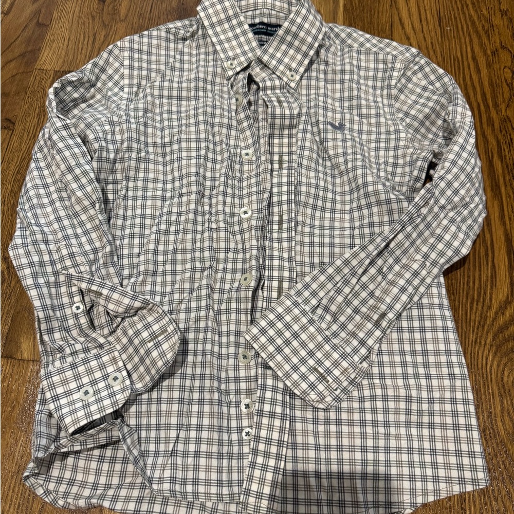 Southern Marsh Boy’s Checkered Button-Down Shirt - Black, Brown, White